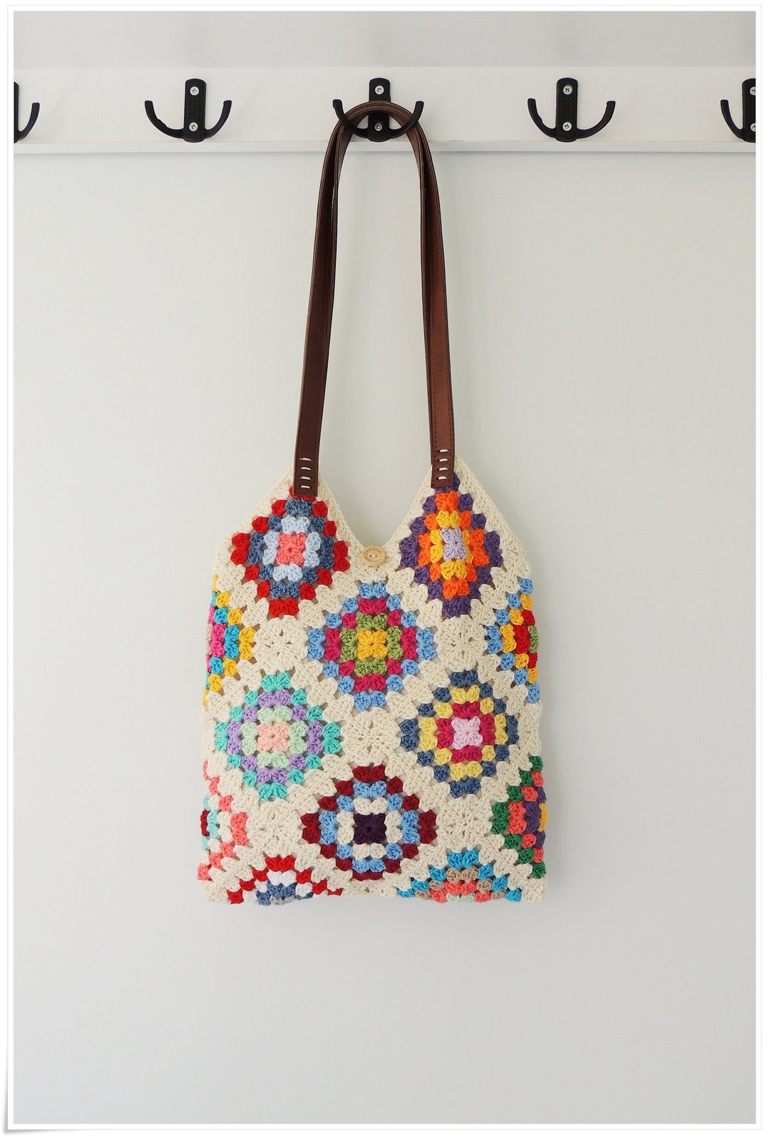 Crochet Bag Granny Square Bag Teacher Tote Bag Crochet Tote - Etsy
