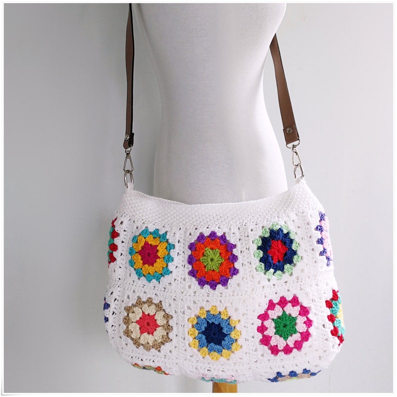 Crochet Bag, Crossbody Bag, Granny Square Bag, Crochet Purse, Gift for Her, Retro Bag, Crossbody Purse, Crochet Crossbody Bag,Hippie Bag image 7