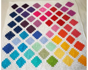 Crochet Baby Blanket, Granny Square Baby Blanket, Rainbow Baby Blanket, Expecting Mom Gift, Knitted Blanket, Knitted Baby Blanket