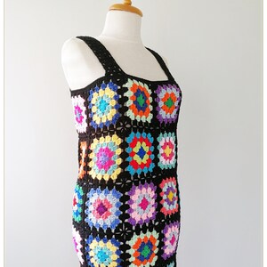 Granny Square Dress, Crochet Dress, Retro Dress, Hippie Dress, Boho Dress, Vintage Design, Gift, Crochet Summer Dress, Colorful Dress image 9