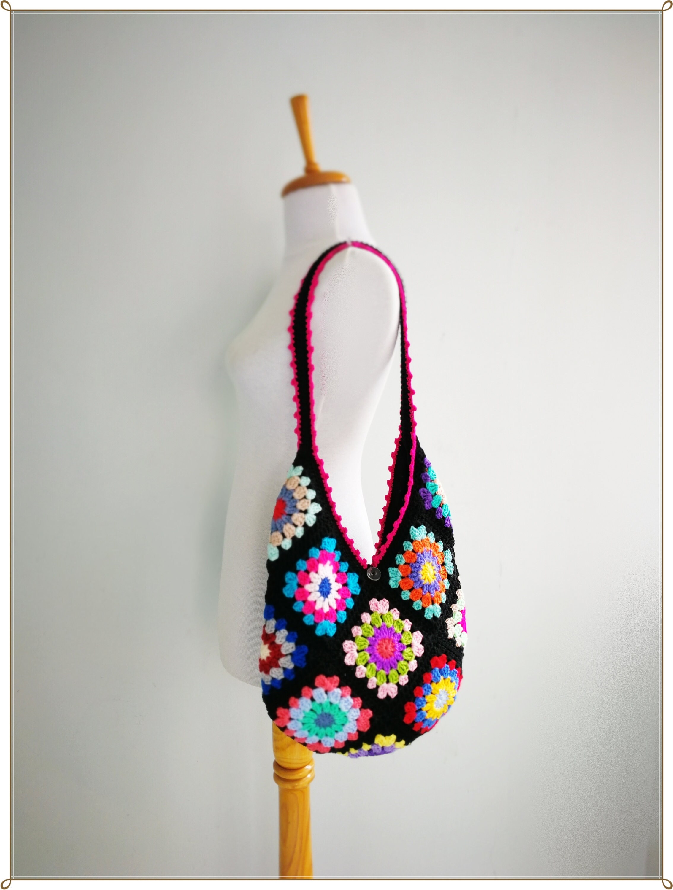 Crochet Bag Hobo Bag Granny Square Bag Boho Bag Crochet | Etsy