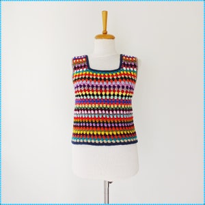 Crochet Granny Square Sweater, Women's Sweater Vest, Wool Vest, Crochet Crop Top, Cropped Sweater, Knitted Sweater, Granny Square Vest image 6
