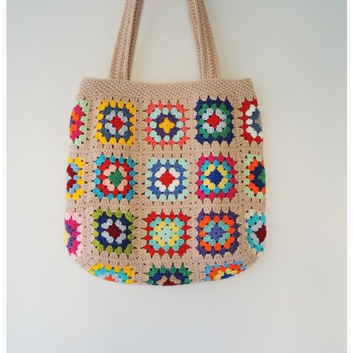Granny Square Bag Tote Bag Aesthetic Crochet Girls Purse - Etsy