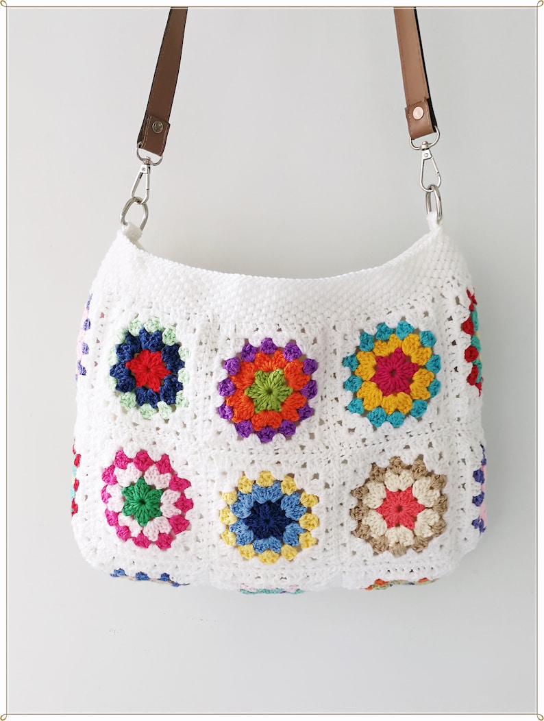 Crochet Bag, Crossbody Bag, Granny Square Bag, Crochet Purse, Gift for Her, Retro Bag, Crossbody Purse, Crochet Crossbody Bag,Hippie Bag image 8