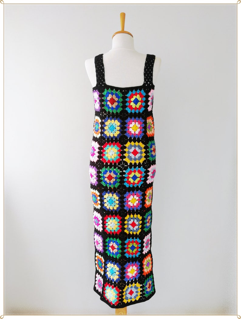 Granny Square Dress, Crochet Dress, Retro Dress, Hippie Dress, Boho Dress, Vintage Design, Gift, Crochet Summer Dress, Colorful Dress image 4