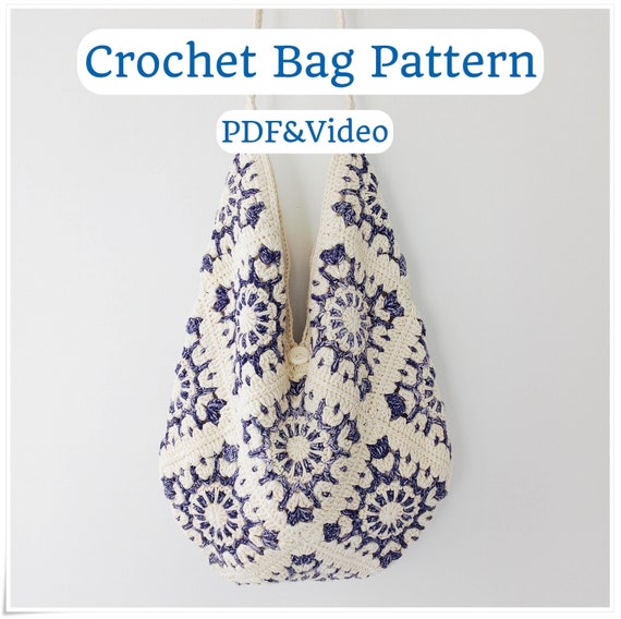 Granny Square Crochet Bag Pattern: Photo & Video Tutorial (PDF Pattern)