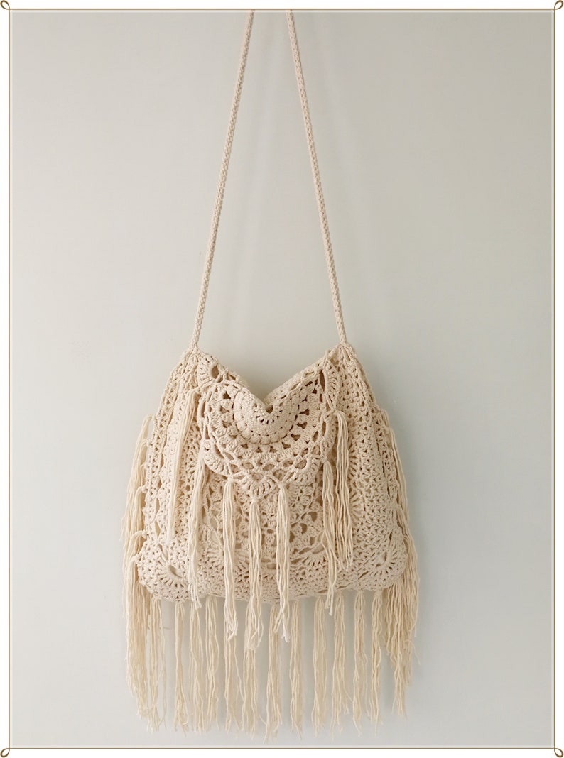 Fringe Crossbody Bag Large Crossbody Bag Crochet Fringe Bag Etsy