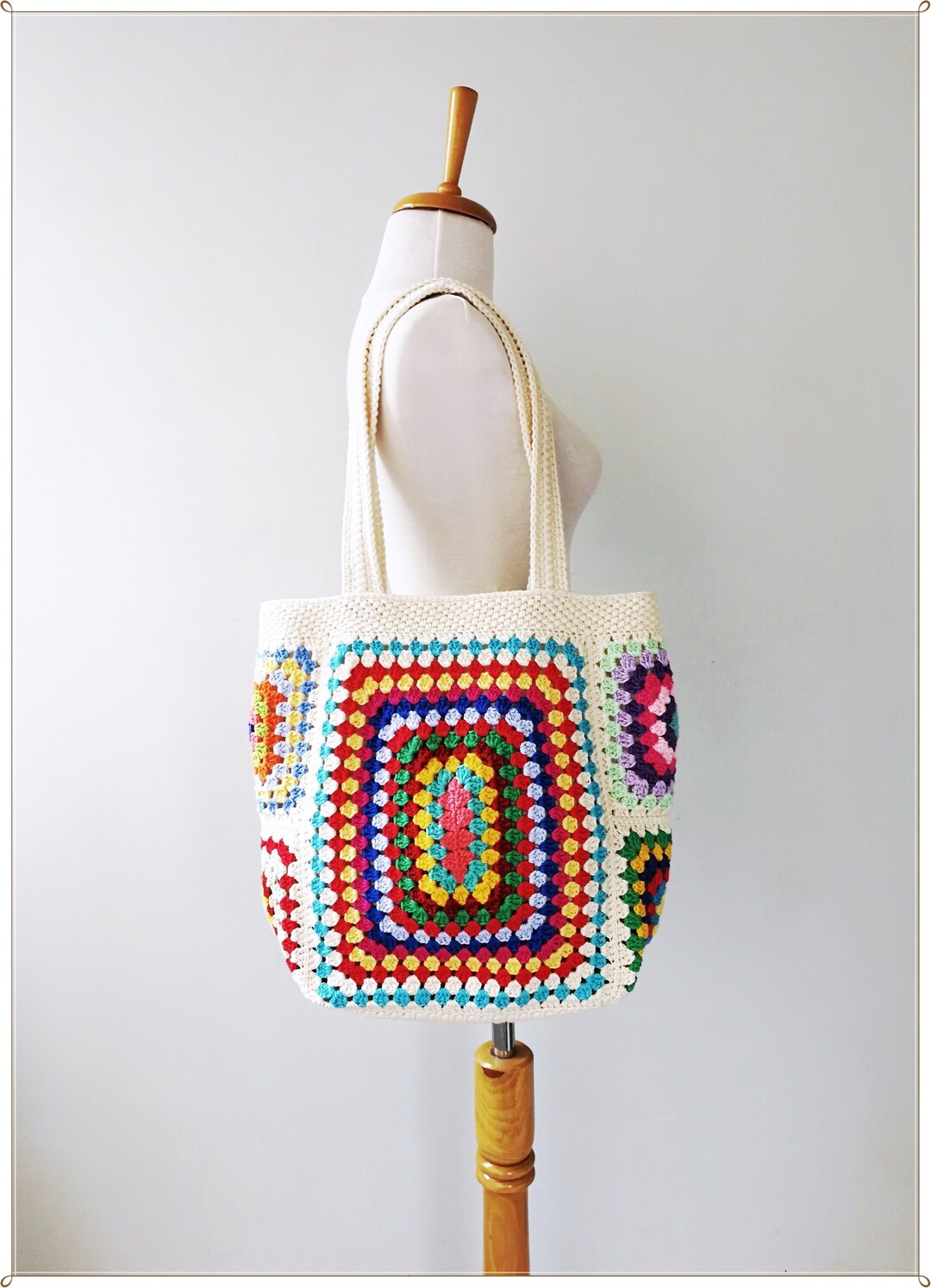 Crochet Granny Square Bag, Crochet Shoulder Bag, Granny Square Bag ...