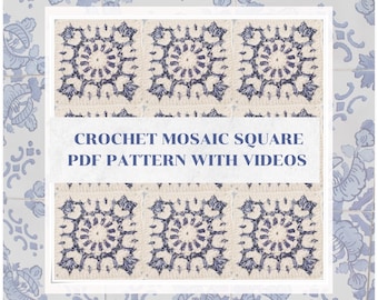 Schema all'uncinetto per quadrati della nonna a mosaico con video tutorial (schema PDF)