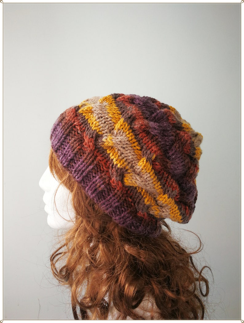 Slouchy Beanie Knit Hat Knit Beanie Brown Hat Brown Etsy