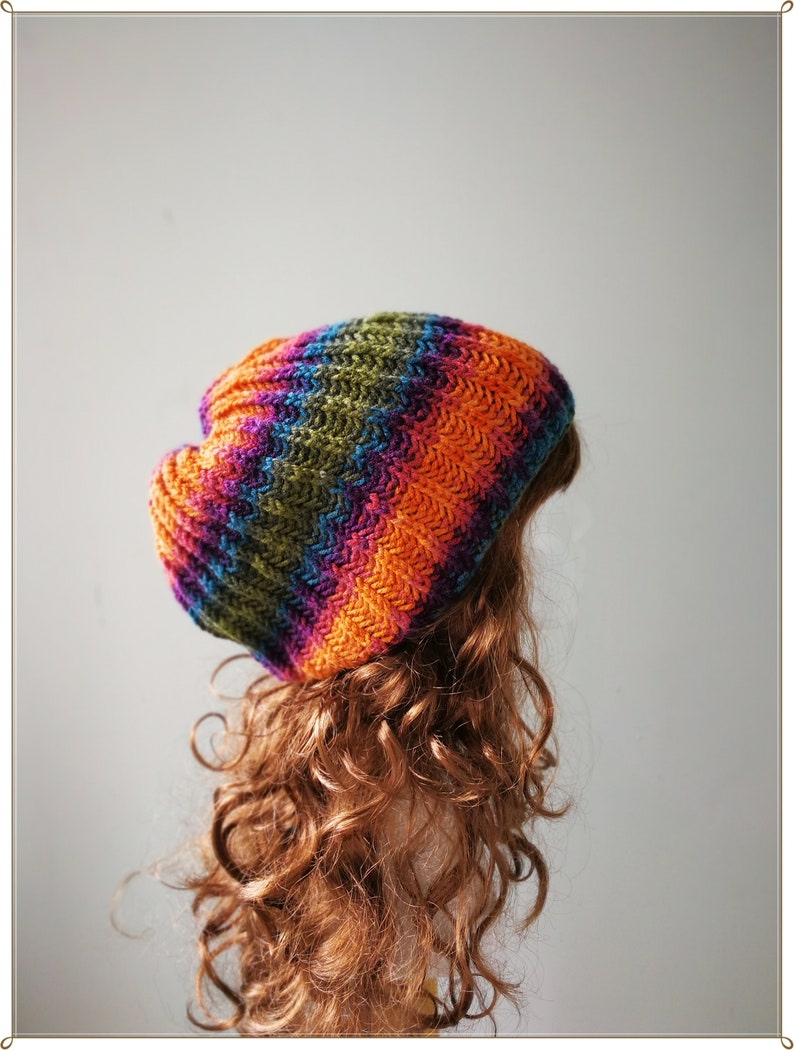 Rainbow Beanie Gift for Her Knit Hat Rainbow Slouchy Beanie Rainbow hat Slouchy Hat Knit Beanie Birthday Gift Christmas Gift
