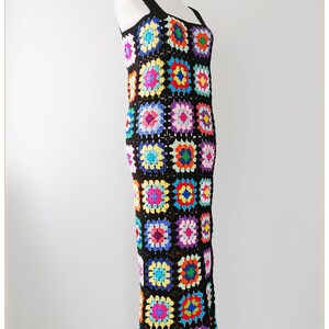 Granny Square Dress, Crochet Dress, Retro Dress, Hippie Dress, Boho Dress, Vintage Design, Gift, Crochet Summer Dress, Colorful Dress image 7
