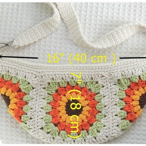 Bum Bag, Sunflower Bag, Fanny Pack, Hobo Bag Crossbody, Chest Bag, Granny Square Bag, Sling Bag, Crochet Bag, Patchwork Bag, Bohemian Bag image 10