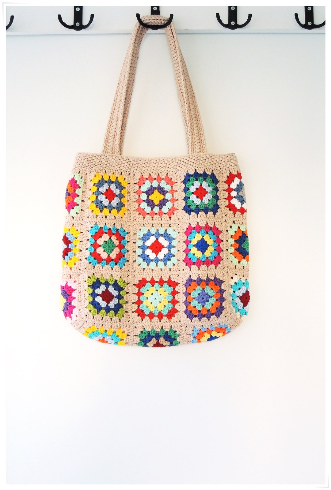 Granny Square Bag, Crochet Shoulder Bag, Tote Bag Aesthetic, Crochet ...