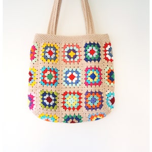 Sac carré de grand-mère, Sac à bandoulière au crochet, Esthétique de sac fourre-tout, Sac à main pour fille au crochet, Sac shabby chic, Sac Cottagecore, Sac à main carré de grand-mère