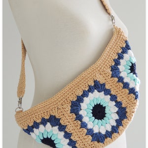 Crochet Bum Bag, Fanny Pack, Sling Bag, Cross Body Bag, Evil Eye Bag, Hobo Bag, Knitting Bag, Crochet Purse , Granny Square Bag image 9