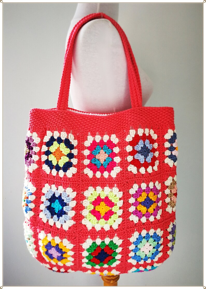 Crochet Bag Granny Square Bag Crochet Purse Coral Bag Boho - Etsy