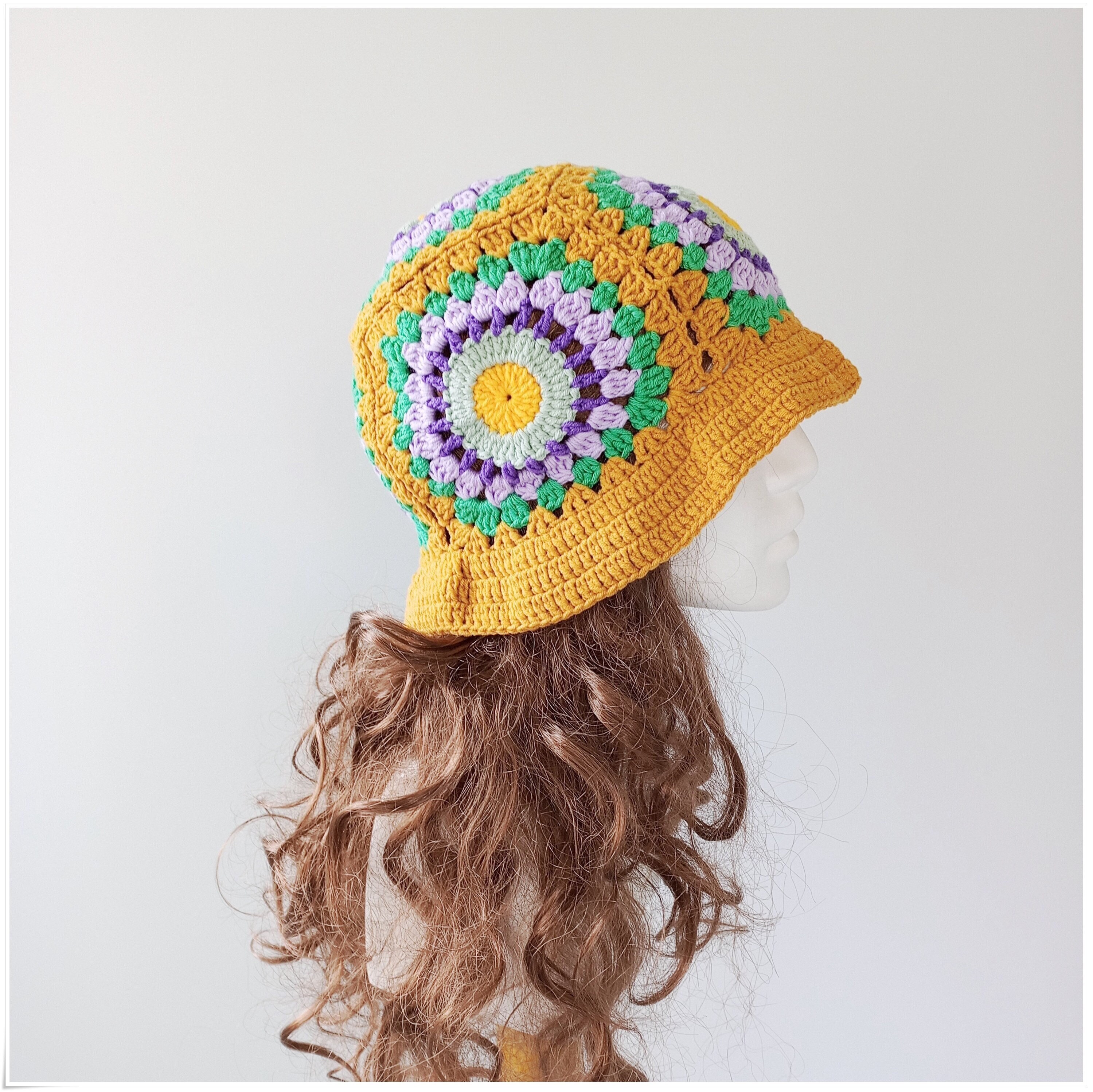 Crochet Bucket Hat, Granny Square Hat, Bucket Hat for Woman