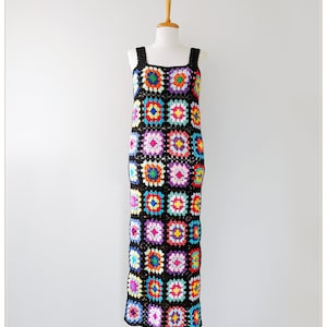 Granny Square Dress, Crochet Dress, Retro Dress, Hippie Dress, Boho Dress, Vintage Design, Gift, Crochet Summer Dress, Colorful Dress image 1