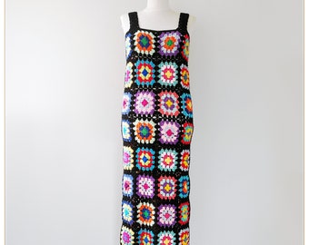 Granny Square Dress, Crochet Dress, Retro Dress, Hippie Dress, Boho Dress, Vintage Design, Gift,  Crochet Summer Dress, Colorful Dress