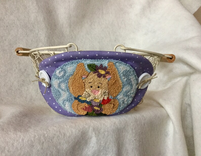 Punch Needle Bunny Needle Punch Easter Basket Finished Etsy