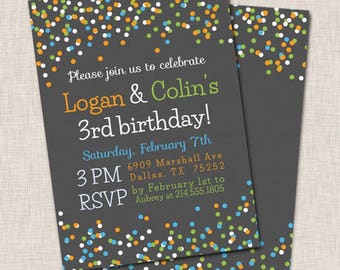 birthday party invitation twins birthday invitation twin etsy