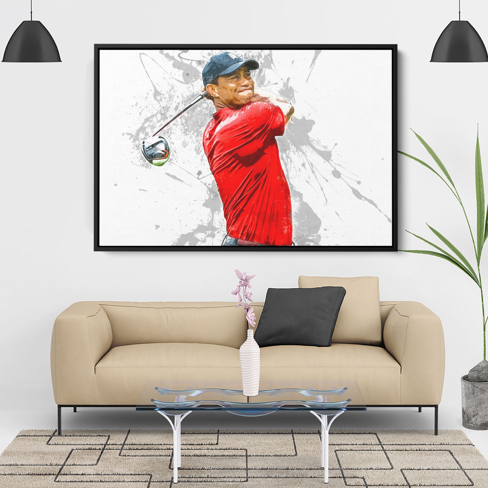 Tiger Woods Canvas Wall Art Tiger Woods Golf Swing Splatter Etsy