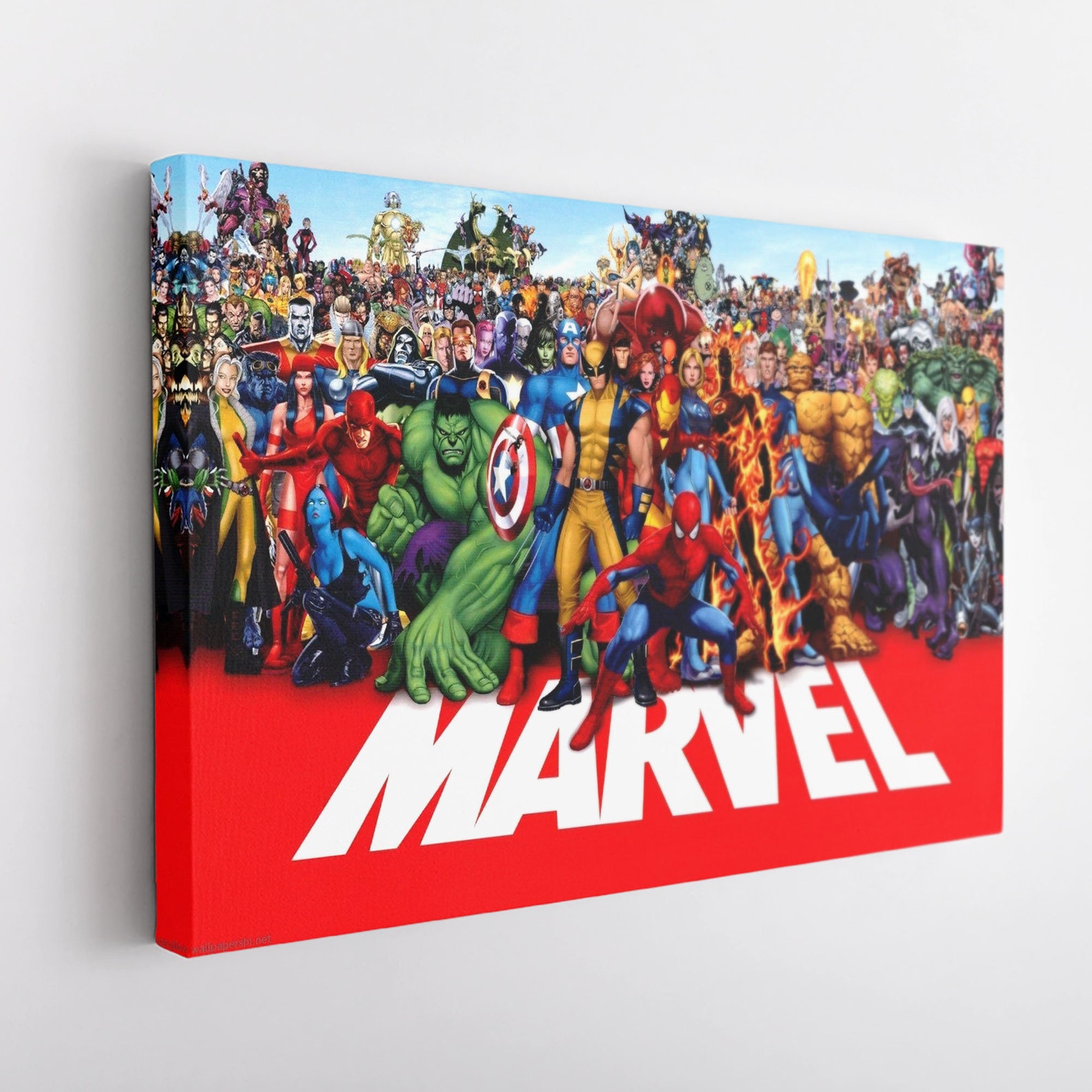 Marvel Super Heroes Logo Wall Art Canvas Marvel Characters Etsy