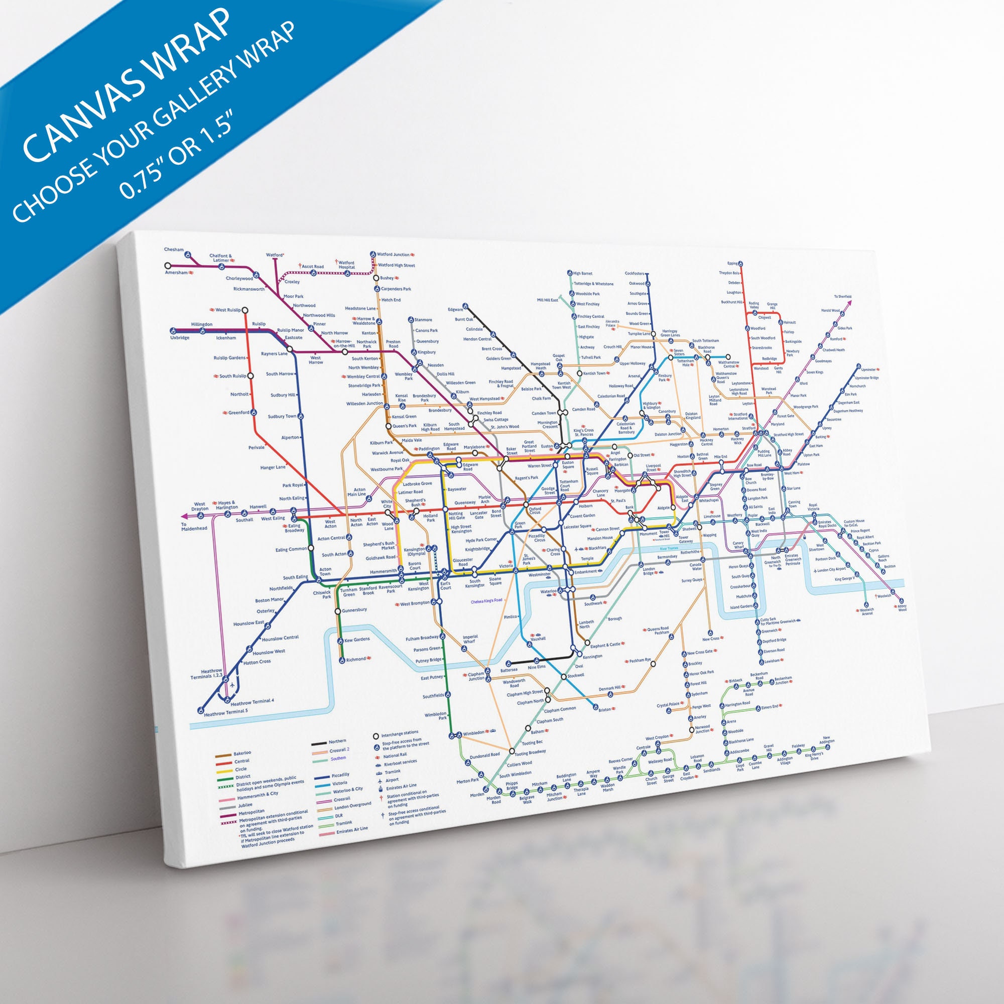 London Underground Map Home Decor Large Wall Art Canvas Etsy