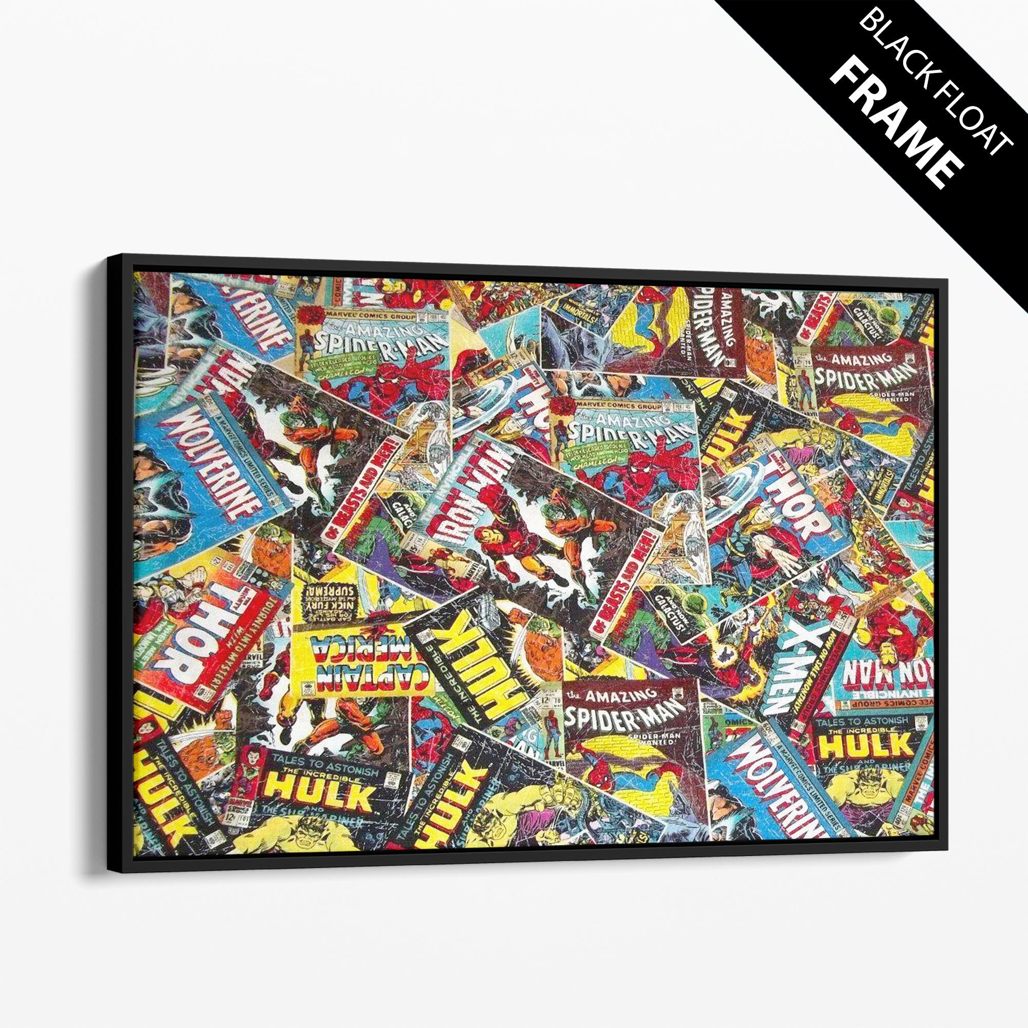 Marvel Vintage Comic Book Collage Wall Art Canvas Iron Man Etsy