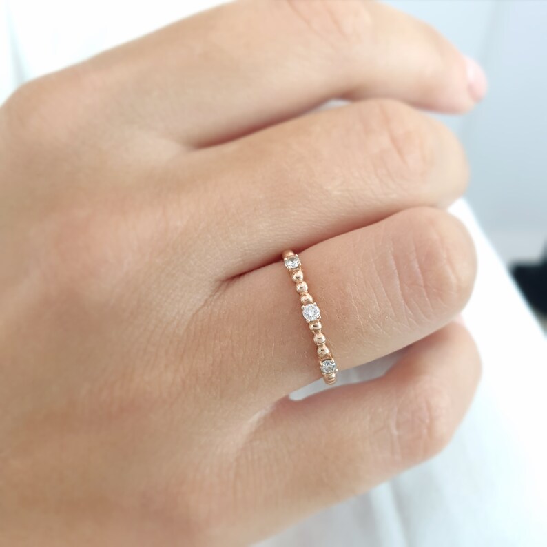 Engagement Ring Diamond ring Engagement diamond ring Diamonds solid gold ring Tiny diamond ring Prong set gold ring
