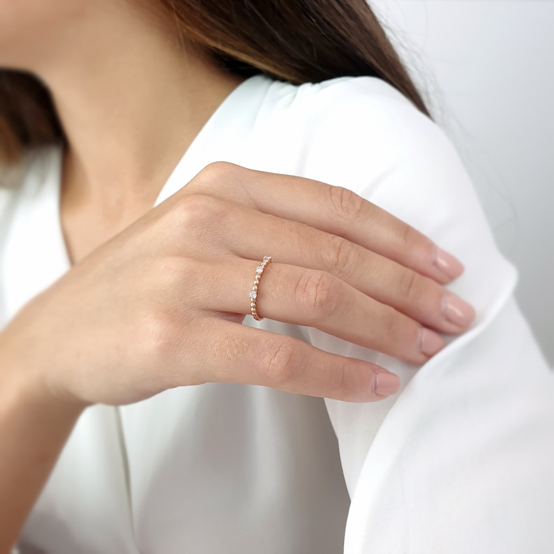 Engagement Ring Diamond ring Engagement diamond ring Diamonds solid gold ring Tiny diamond ring Prong set gold ring