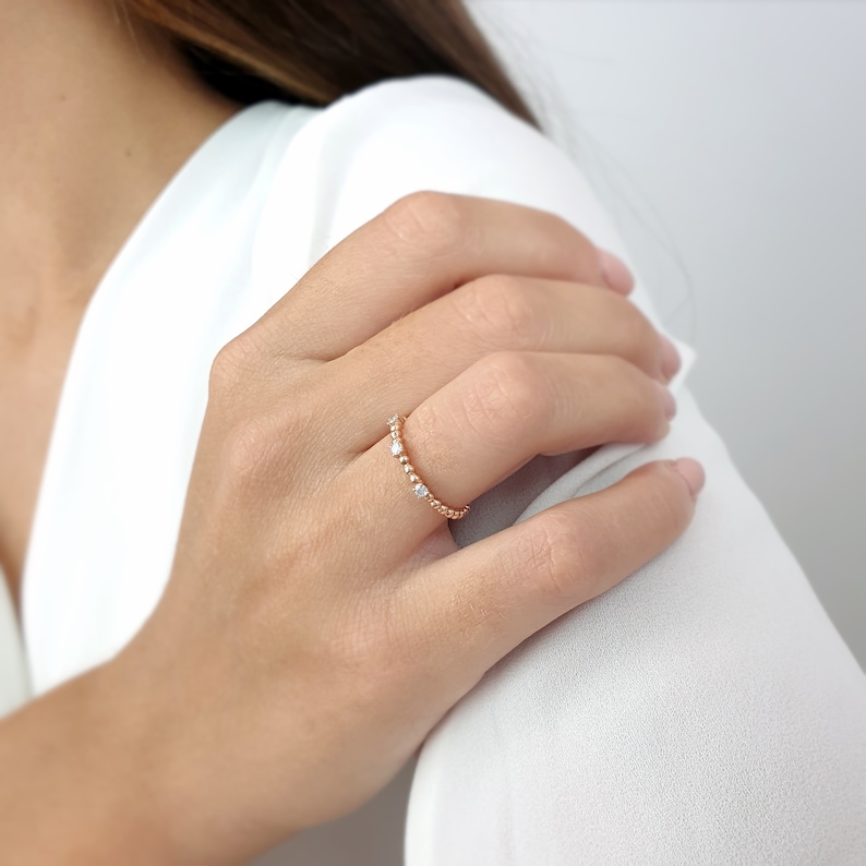 Engagement Ring Diamond ring Engagement diamond ring Diamonds solid gold ring Tiny diamond ring Prong set gold ring