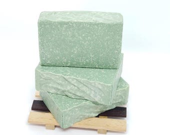 Tea Tree Sea Salt Soap, All Natural Essential Oil Handmade Bar, Exfoliating Cleansing Rustic Beautiful Artisan Hand Cut Soap for Men & Women
