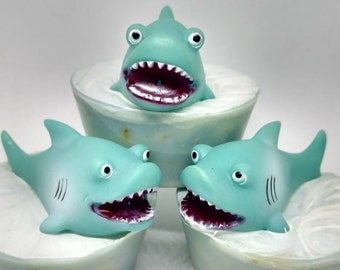 Shark Soap, All Natural Soap with Squrt Toy, Kids Soap, Squirt Toy Soap, Soap with Toys, Fish Soap, Party Favor Soap, Under the Sea Soap