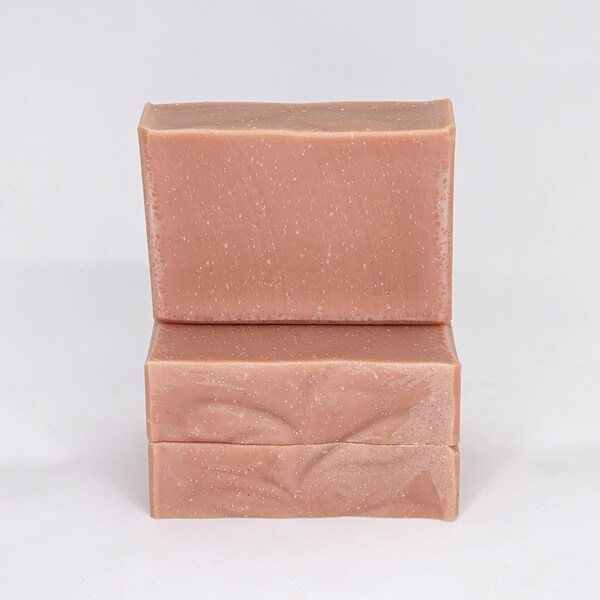 Pink French Rose Clay Soap, Fragrance Free Cold Process All Natural Handmade Homemade Handcrafted Rustic Olive Oil Castile Bar Soap Cake
