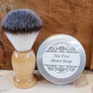 Tea Tree Shave Soap - All Natural Tea Tree Shave Soap with or without a Badger Hair Brush - Travel Tin Shaving Kit Wet Shave Soap Tin Puck