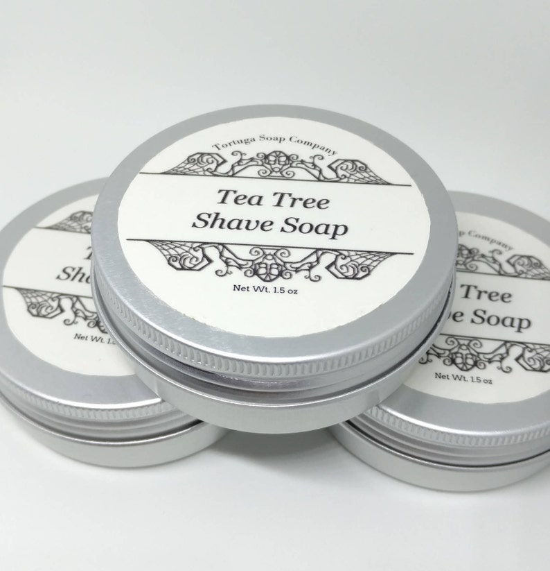 Tea Tree Shave Soap - All Natural Tea Tree Shave Soap with or without a Badger Hair Brush - Travel Tin Shaving Kit Wet Shave Soap Tin Puck