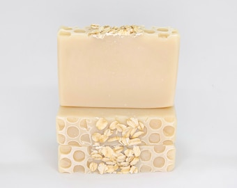 Honey Almond Soap, Organic Goatmilk and Oatmeal Fragrant Natural Artisan Cold Process Castile Fragrance Oil Handmade Homemade Bar Soap Gift