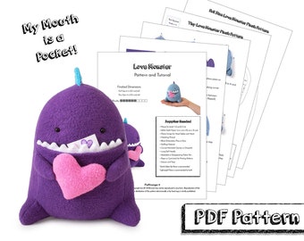 Love Monster (in 2 Sizes!)  PDF Sewing Pattern and Tutorial —Step-by-Step Instructions with Photos for the Perfect DIY Gift