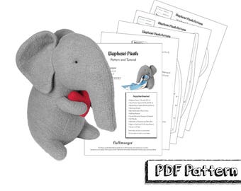 Stuffed Elephant Plush PDF Sewing Pattern and Tutorial - Step-by-Step Instructions with Photos for the Perfect DIY Gift