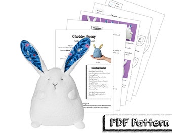 Chubby Bunny PDF Sewing Pattern in 2 Sizes PlusStep-by-Step Instructions with Photos for the Perfect DIY Gift, Stuffed Easter Bunny Pattern