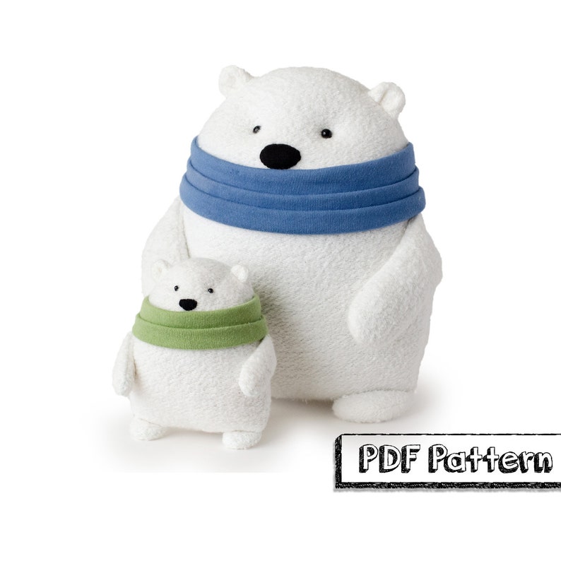 Stuffed Polar Bear PDF Sewing Pattern image 1