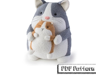 ぬいぐるみの猫とモルモットのPDF縫製パターン