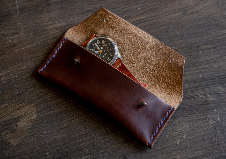 Horween Leather Watch Case Leather Watch Pouch Leather Etsy