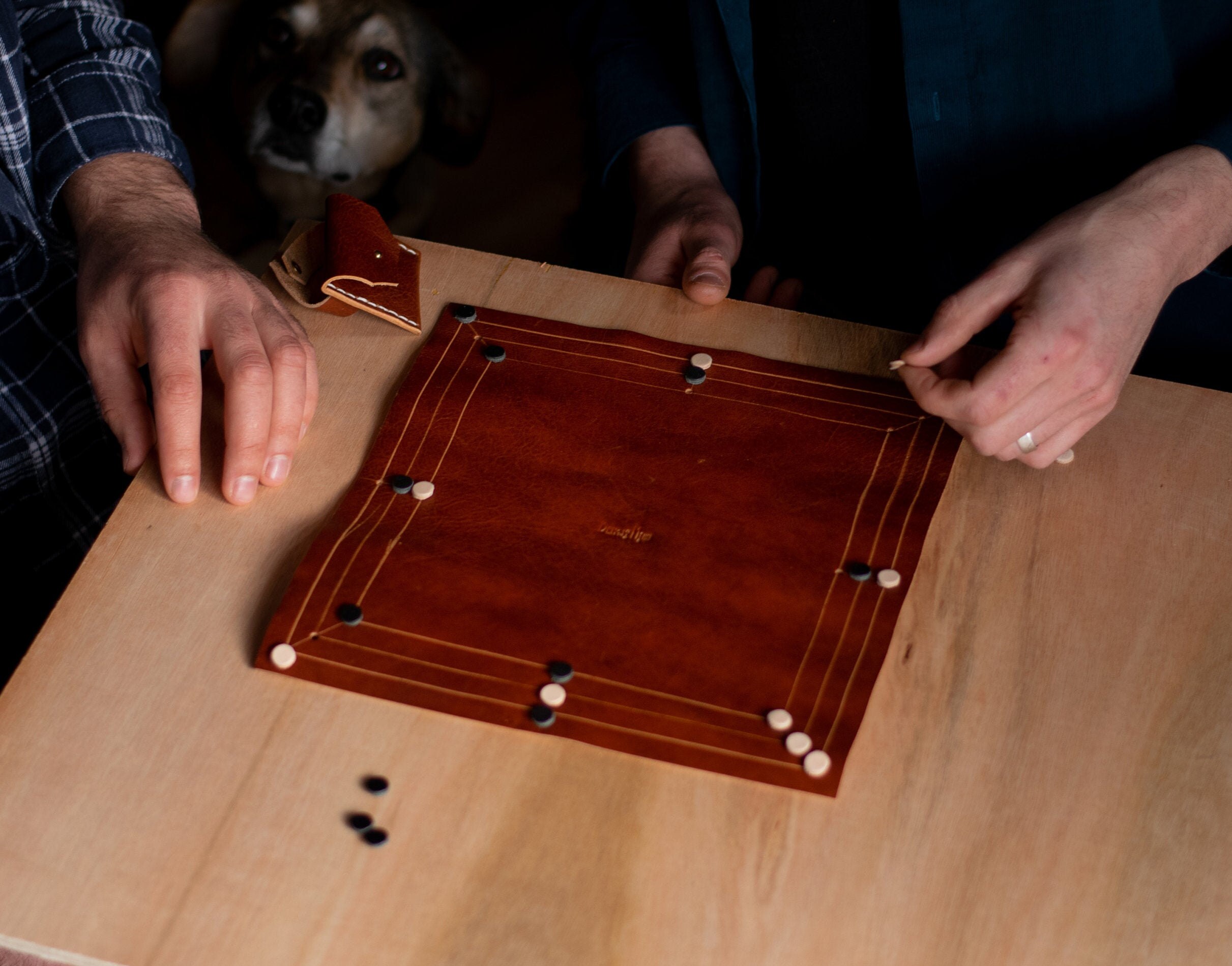 Leather board game 12 Men's Morris hand made board game Etsy