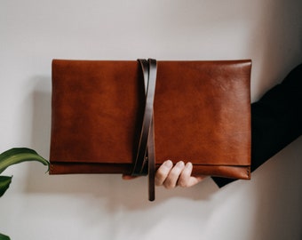 Oversized Leder Clutch Bag, Leder Umschlagtasche, minimalistische Leder Handtasche, Geschenk für Sie, The No. 9