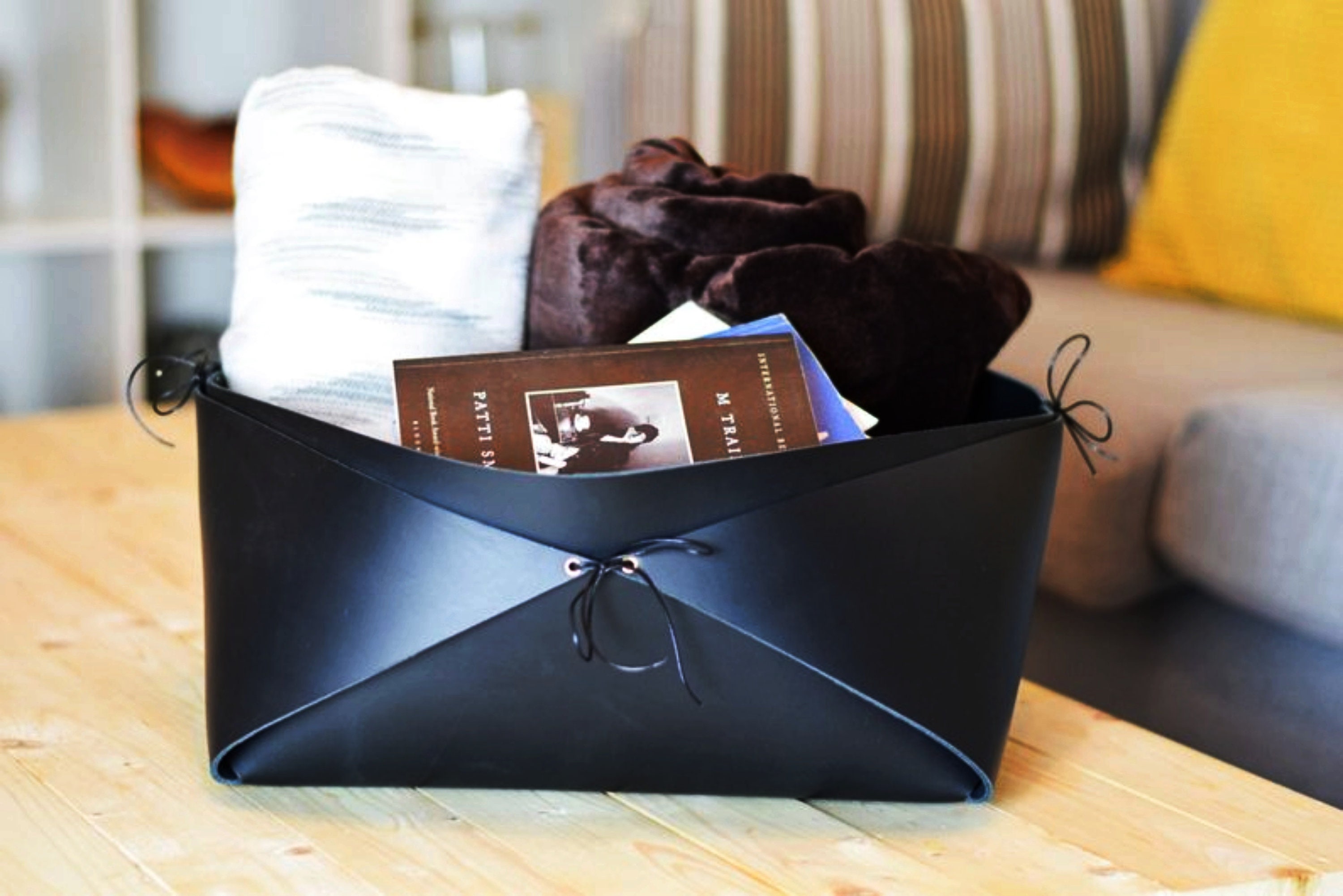 Leder Aufbewahrungskorb große Lederkorb Leder Log Korb | Etsy