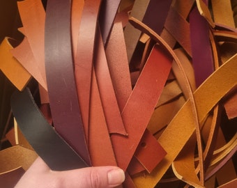 Leather scraps, thick leather pieces for bracelets, key chains, leather pulls