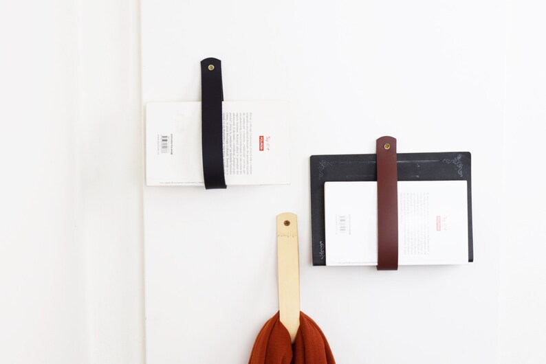 Leather Magazine Holder Leather Strap Hanger Custom Hanger Etsy